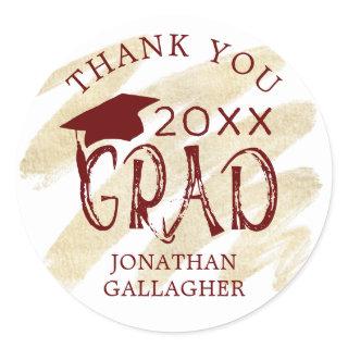 Modern Graduation Thank You Custom Colors Classic Classic Round Sticker