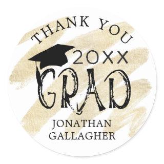 Modern Graduation Thank You Custom Colors Classic Round Sticker