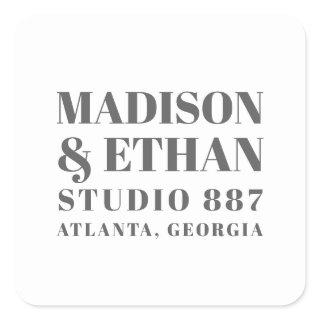 Modern Gray Bold Typography Wedding Favor Square Sticker