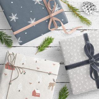 Modern Gray Neutral Scandinavian Homes Snowflakes  Sheets