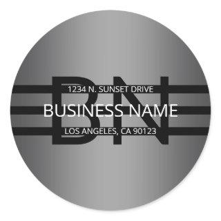 Modern Grey Gradient & Horizontal Black Stripes Classic Round Sticker