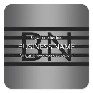 Modern Grey Gradient & Horizontal Black Stripes Square Sticker