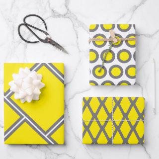 Modern Grey Yellow Geometric Pattern  Sheets