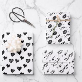 modern hand drawn black & white hearts  sheets