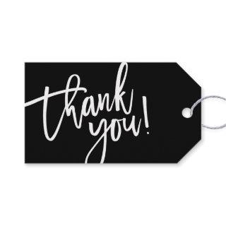 MODERN HAND LETTERED thank you black white writing Gift Tags