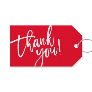 MODERN HAND LETTERED thank you red white writing Gift Tags