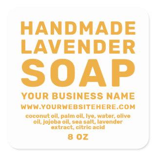 Modern Handmade Lavender Soap Mellow Yellow White Square Sticker