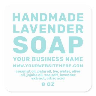 Modern Handmade Lavender Soap Turquoise Blue White Square Sticker