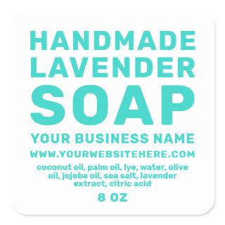 Modern Handmade Lavender Soap Turquoise Blue White Square Sticker