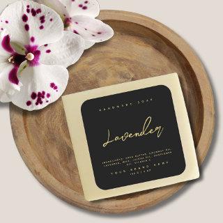 Modern handmade soap ingredients black gold square sticker