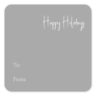 Modern Happy Holiday Silver To From Square Sticker