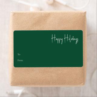 Modern Happy Holidays | Green Rectangle Gift Label
