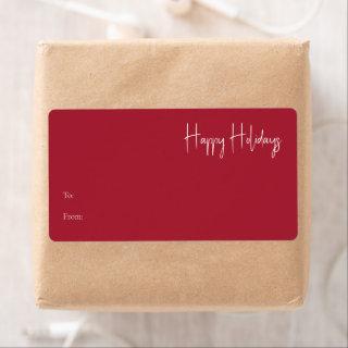 Modern Happy Holidays | Red Rectangle Gift Label