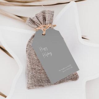 Modern Happy Holidays | Silver Family Gift Tags