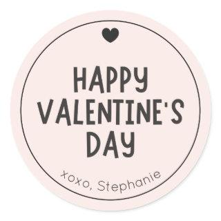 Modern Heart Typography Minimalist Valentine's Day Classic Round Sticker