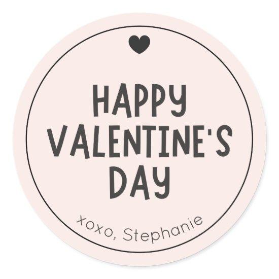 Modern Heart Typography Minimalist Valentine's Day Classic Round Sticker