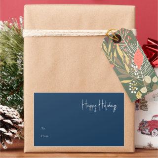 Modern Holiday | Blue Large Rectangle Gift Label