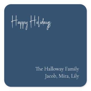 Modern Holiday | Blue Square Family Gift Sticker