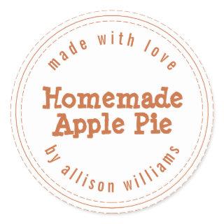 Modern Homemade Apple Pie Burnt Orange Classic Round Sticker