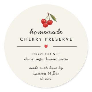 Modern Homemade Cherry Jam jar Sticker