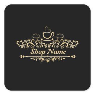 Modern Homemade coffee Bakery custom Business Logo Square Sticker