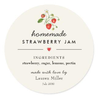 Modern Homemade Strawberry Jam jar Sticker