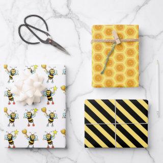 Modern Honey Bees with Heart & Honeycomb Pattern  Sheets