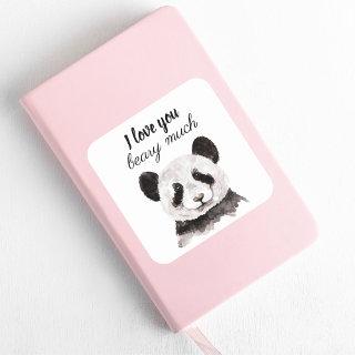 Modern I Love You Beary Much Black And White Panda Square Sticker