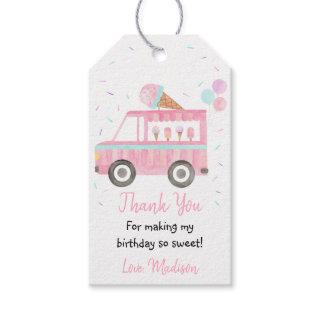 Modern Ice Cream Truck Birthday Thank You Gift Tags