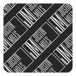 Modern Initials with Name Monogram Pattern Square Sticker