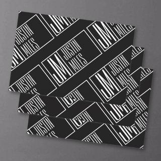 Modern Initials with Name Monogram Pattern  Sheets