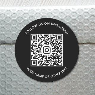 Modern Instagram QR Code Black Classic Round Sticker