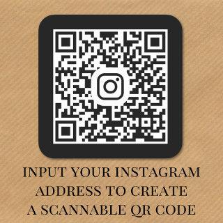 Modern Instagram QR Code Black Square Sticker