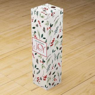 Modern Joy Red Festive Berry Botanical Christmas Wine Box