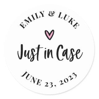Modern Just in Case Wedding Recovery Kit  Classic Round Sticker