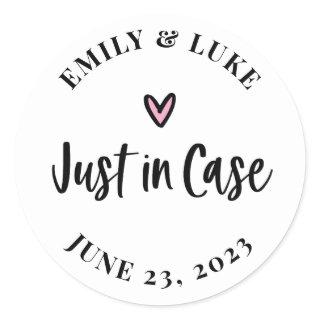 Modern Just in Case Wedding Recovery Kit  Classic Round Sticker