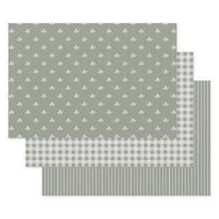 Modern Leaf Gingham Pinstripe Pattern Mix Green |   Sheets