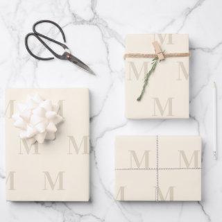 Modern Light Beige Sand Minimalist Monogram  Sheets