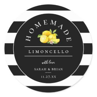 Modern Limoncello Black Stripe Classic Round Sticker