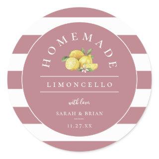 Modern Limoncello Dusty Rose Stripe Classic Round Sticker