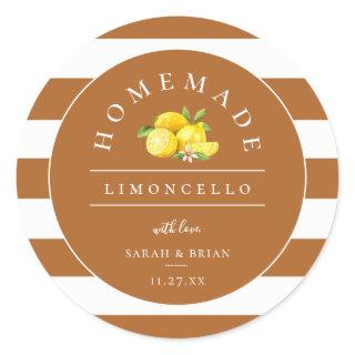 Modern Limoncello Rustic Orange Stripe Classic Round Sticker