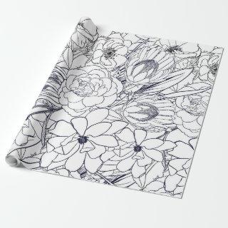 Modern Line Art Hand Drawn Floral Girly Design