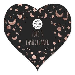 Modern logo lashes rose gold cute moon pattern heart sticker