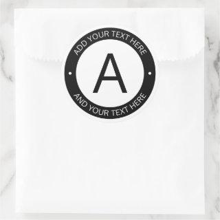 Modern Logo Style Monogram | Black & White Classic Round Sticker