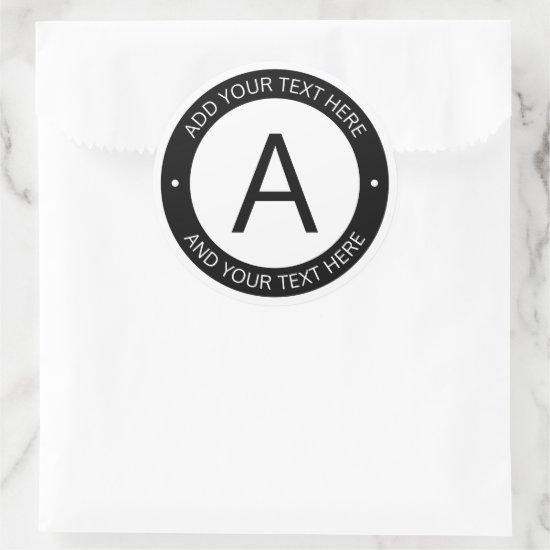 Modern Logo Style Monogram | Black & White Classic Round Sticker