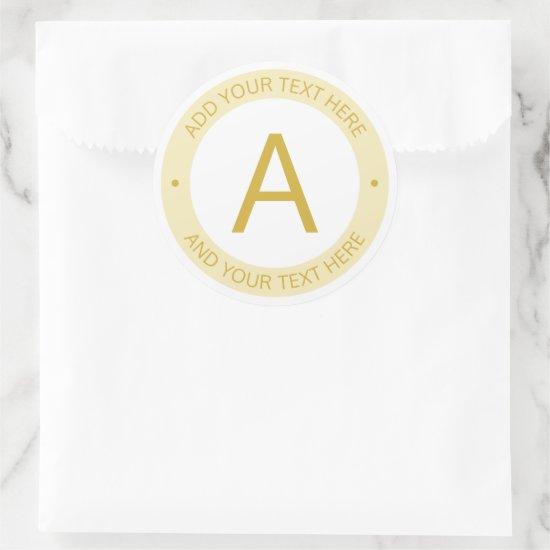Modern Logo Style Monogram | Gold & White Classic Round Sticker