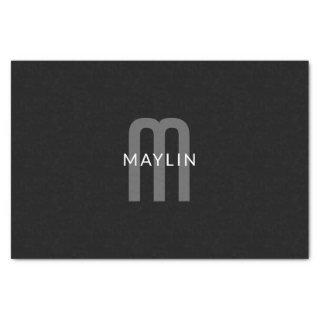 Modern Looking Monogrammed Name | Black Grey White Tissue Paper