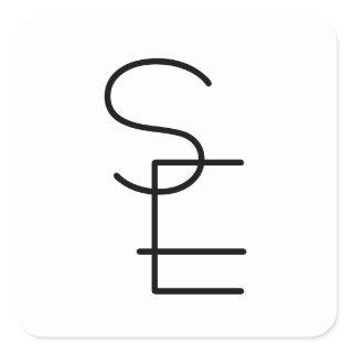 Modern Looking Overlapping Initials Square Sticker