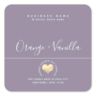 Modern luxury gold heart typography  candle  class square sticker