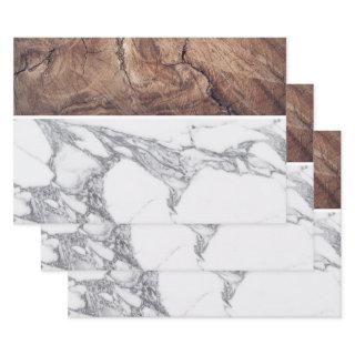 Modern Marble Stone Pattern with Rustic Wood Grain  Sheets